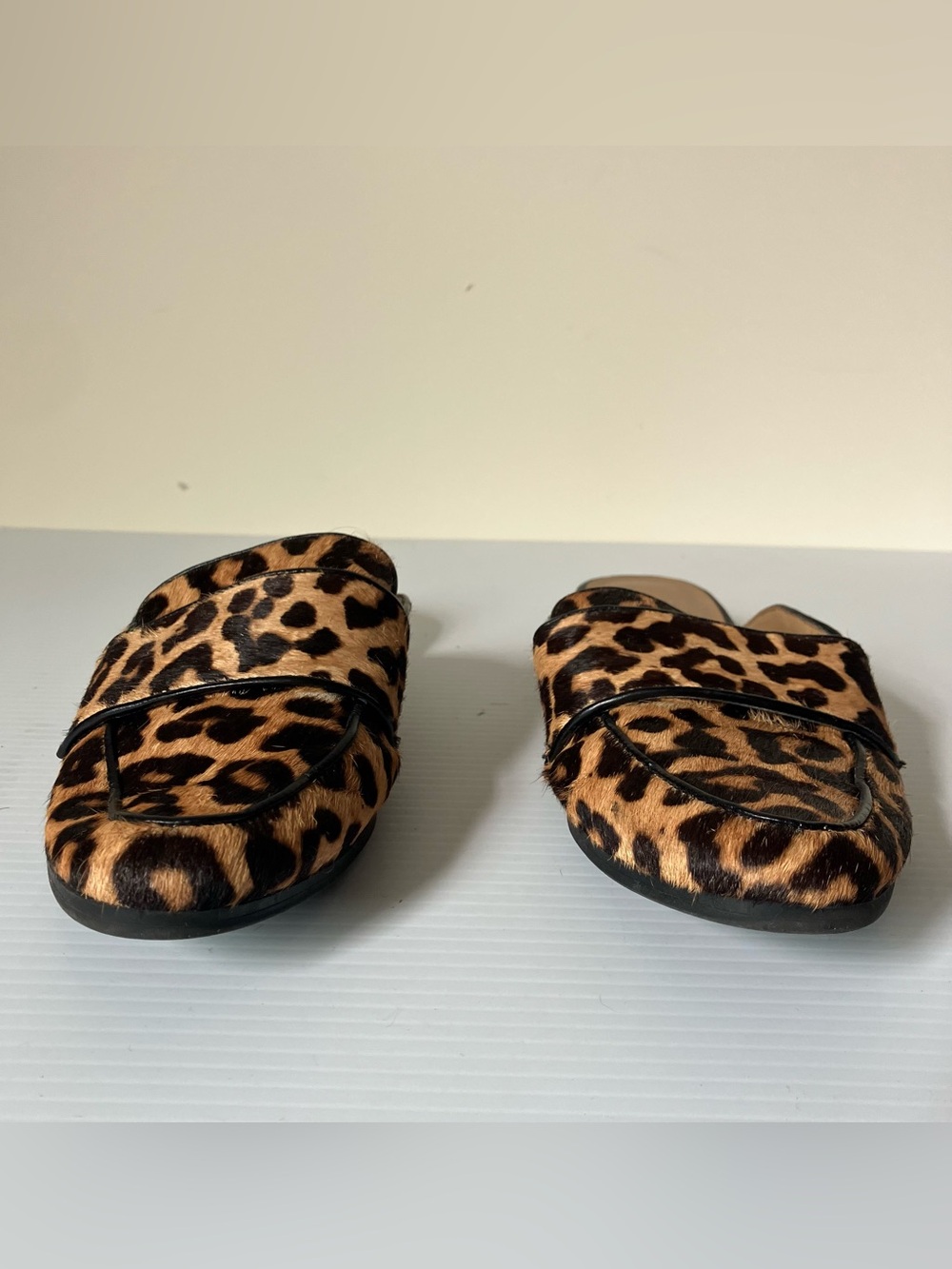 Franco Sarto Leopard Print Calf Hair Mule Loafers Size 6 - Picture 5 of 9